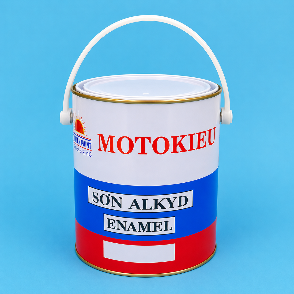 Sơn dầu Alkyd Moto Kiều màu trắng 3kg/lon