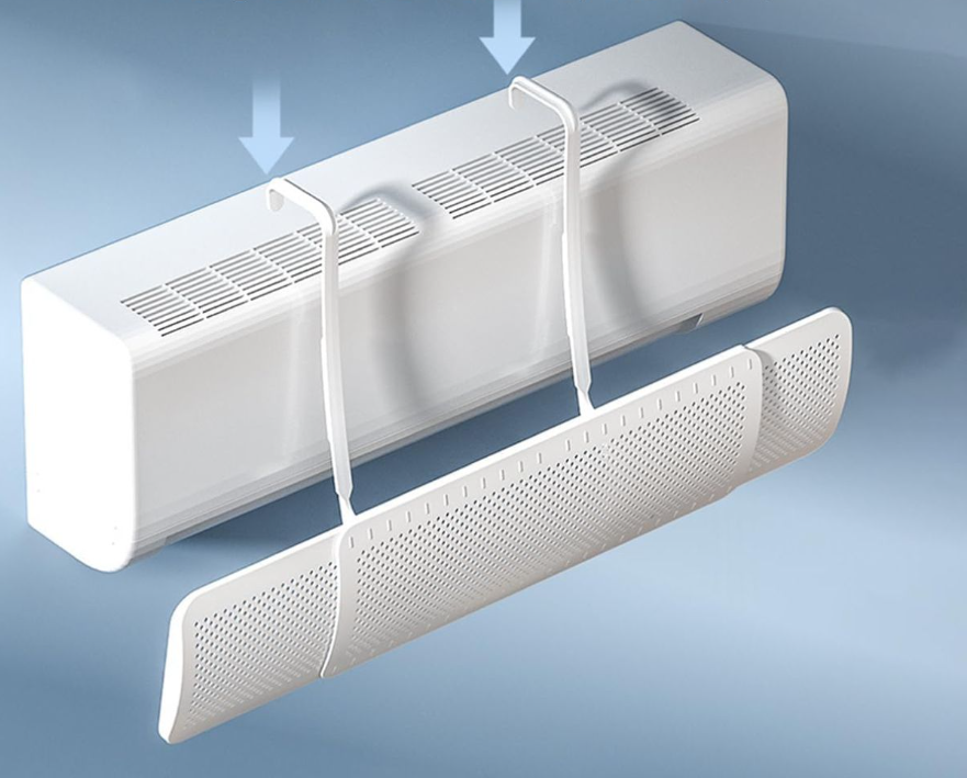 Tấm chắn gió điều hoà nhựa ABS cứng màu Trắng, dài 52-86cm x 16cm