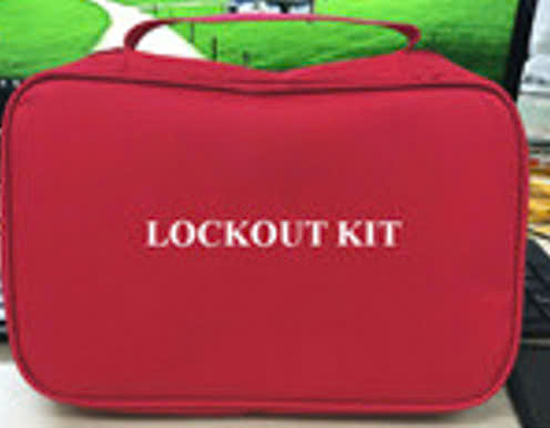 Túi đựng dụng cụ in chữ Lockout kit, chất liệu vải dù, kích thước 260x170x70mm