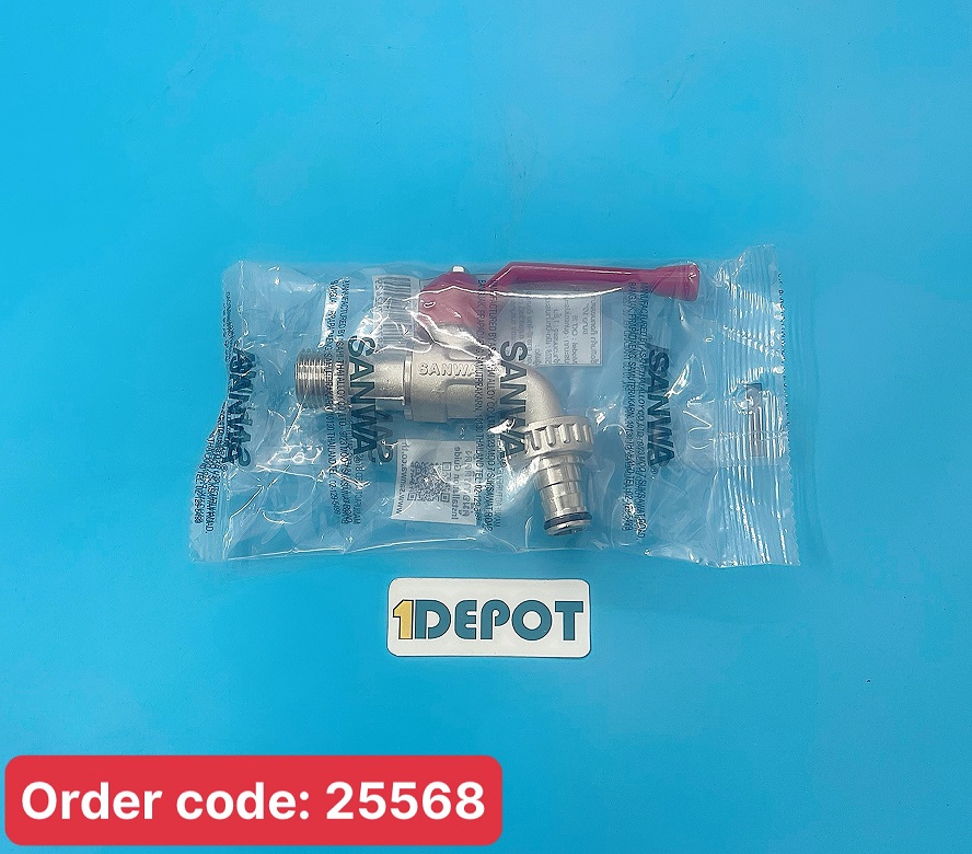 Vòi nước đầu dài Sanwa CKT-15 (1/2″) PN16, răng ngoài cho ống sắt D15 hoặc ống nhựa 21mm